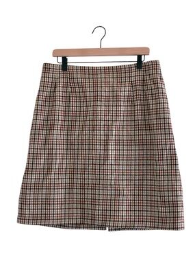 Vintage | Plaid wool blend zip closure A-line lined skirt women’s size 18